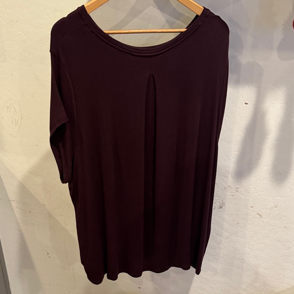 Athleta 2X With Ease Deep Burgundy Short Sleeve Tee Plus Size - Picture 6 of 7